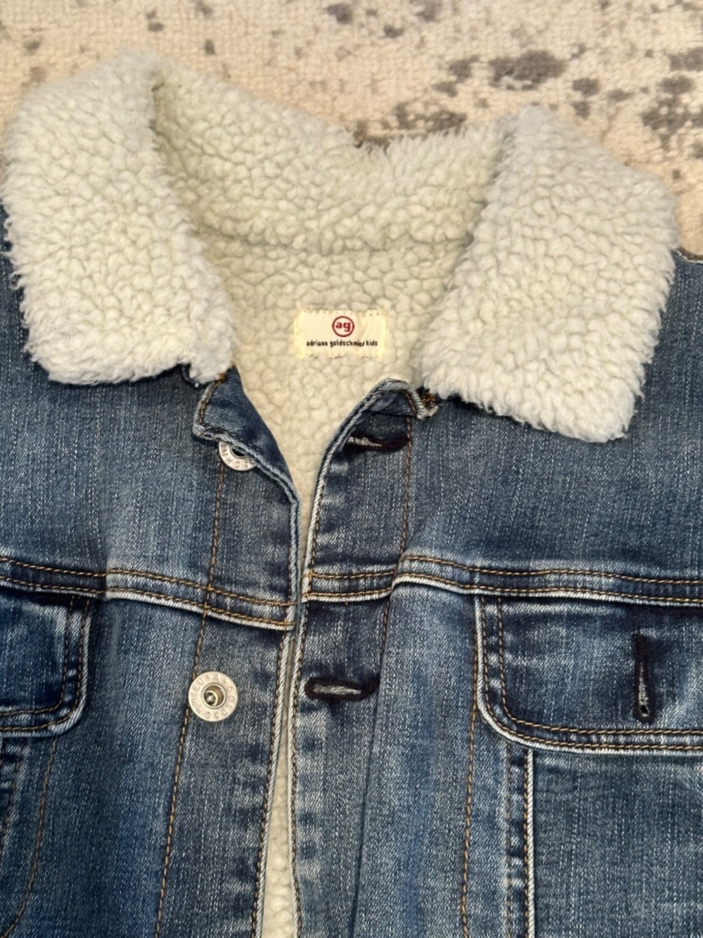 AG Kids Sherpa Jacket 🤍 Denim Trucker Cozy Winter Style - Picture 2 of 6